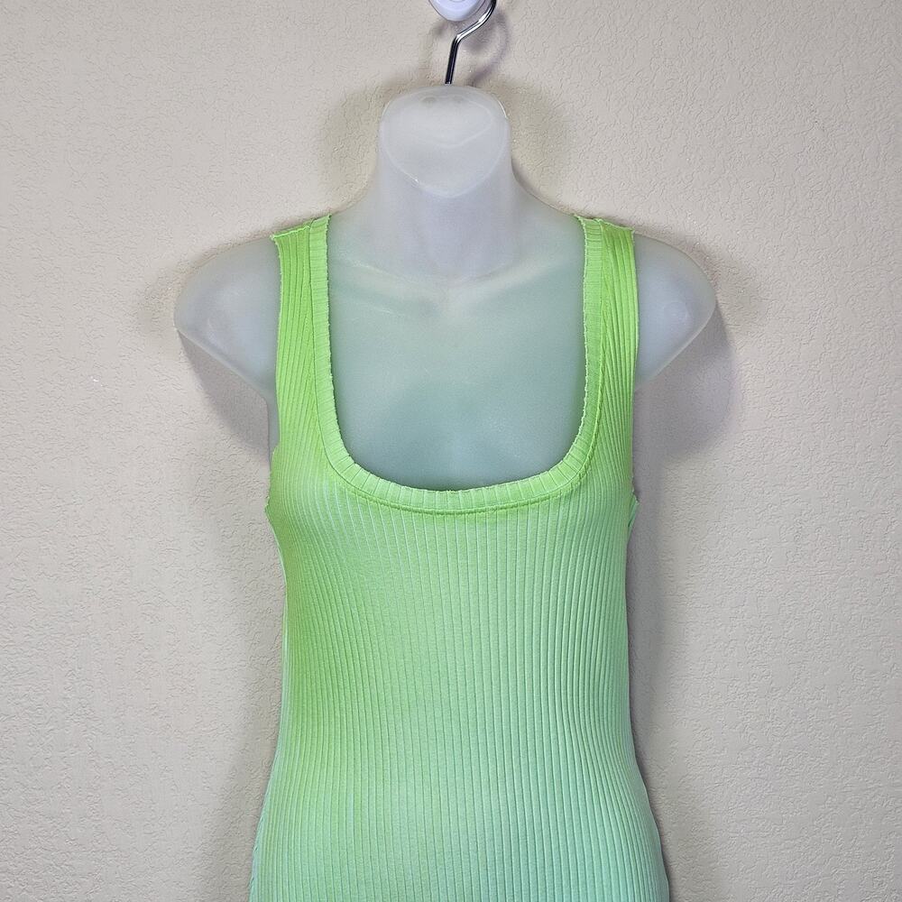Cotton Citizen Ibiza Midi Dress S Lime Mix Ribbed Coastal Beachy Made in USA NEW - Picture 3 of 15